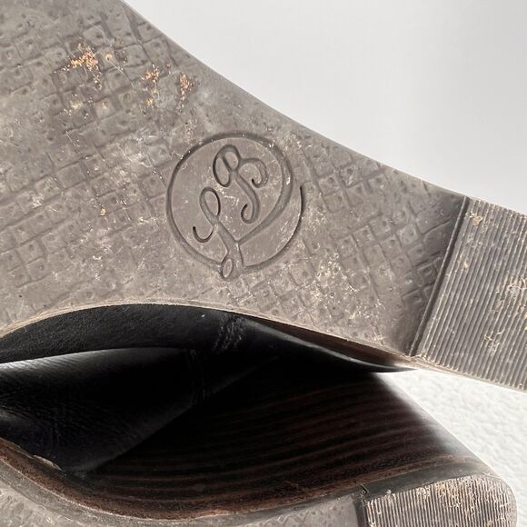 LUCKY BRAND Yolene Leather Boots Womens Size 9.5M Wedge Black Zipper Retro Boho - Picture 9 of 11